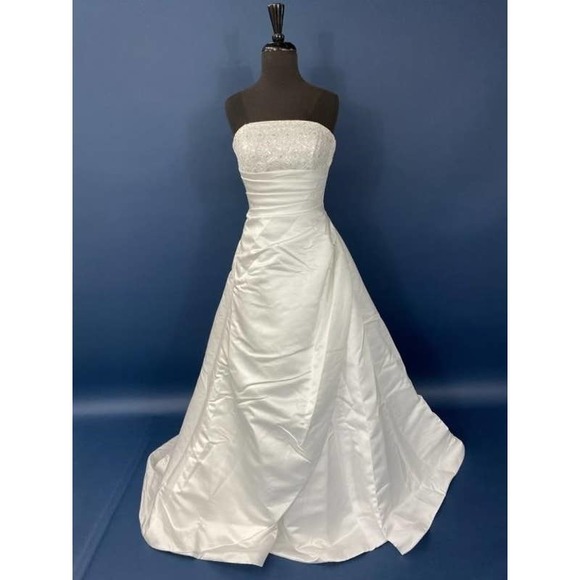 PRIVATE COLLECTION STRAPLESS WHITE BALL GOWN SIZE 10 - Picture 1 of 6